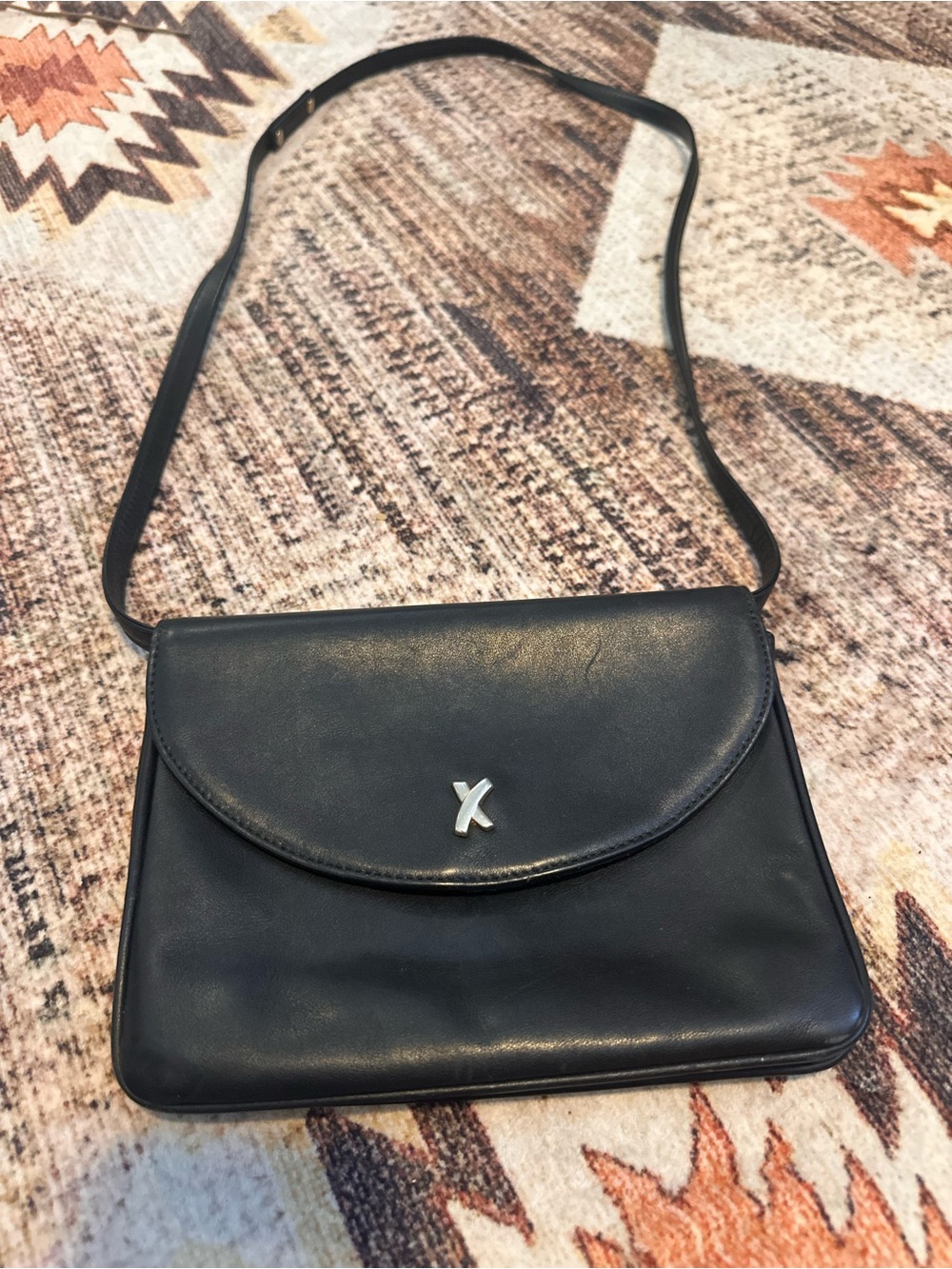 Paloma Picasso Classic Black Leather Crossbody Bag